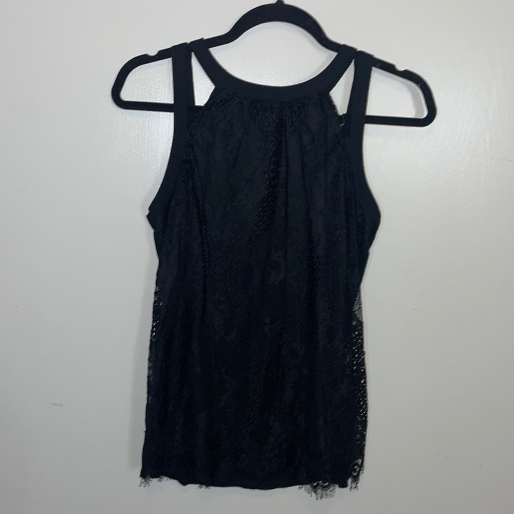 Black Eyelet Lace Sleeveless Top Size S